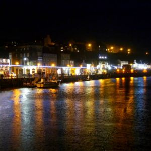 Whitby city by night